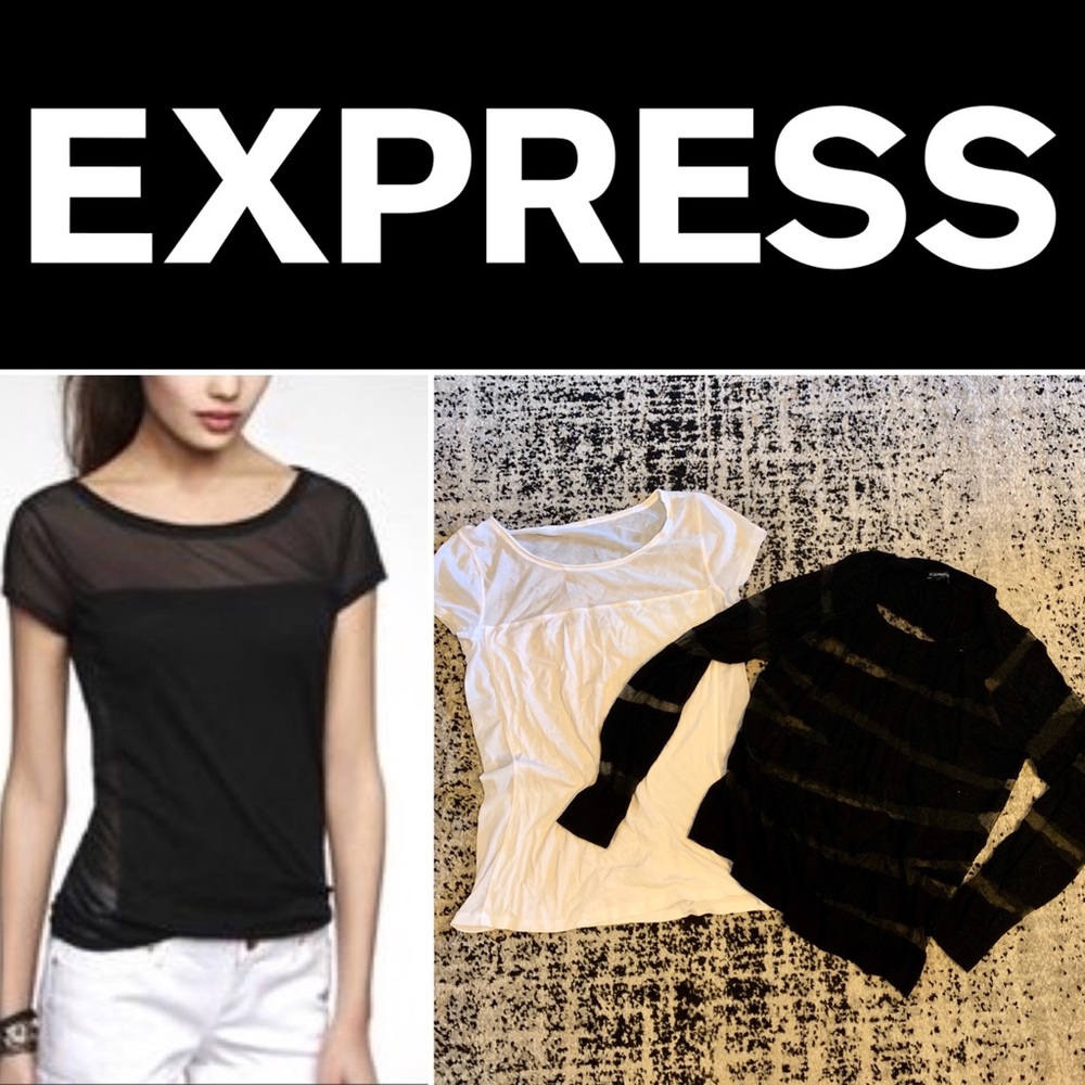 2 Sexy Sheer Paneled Tops, Sz Med